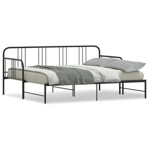 vidaXL Daybed with Trundle without Mattress Black 92x187 cm Single Metal