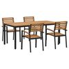 vidaXL Garden Dining Set 5 pcs Black Solid Acacia Wood