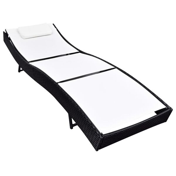 vidaXL Sun Lounger Poly Rattan Black