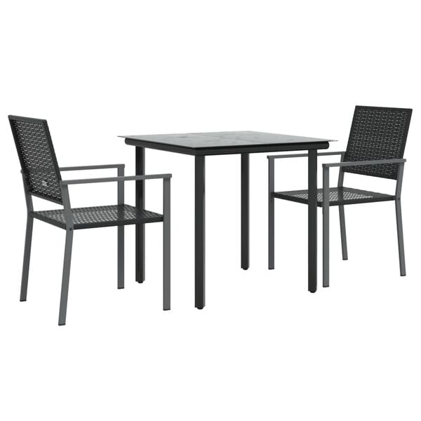 vidaXL 3 Piece Garden Dining Set Poly Rattan and Steel