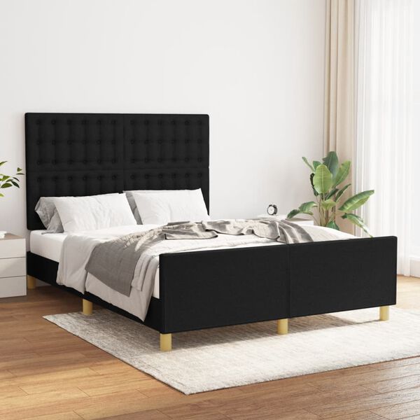 vidaXL Bed Frame without Mattress Black 137x187 cm Double Fabric