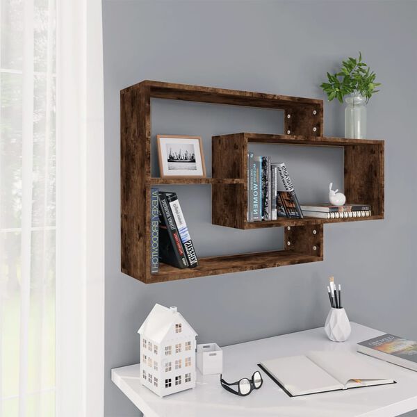 vidaXL Wall Shelf Smoked Oak 104x20x58.5 cm Engineered Wood