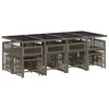 vidaXL 13 Piece Garden Dining Set with Cushions Grey Poly Rattan