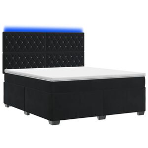 vidaXL Box Spring Bed with Mattress and LED Black 153 x 203 cm Velvet