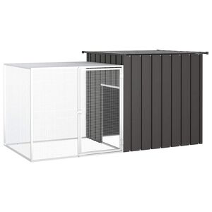 vidaXL Chicken Cage | Anthracite | Galvanised steel | 200 x 91 x 100 cm