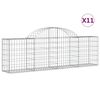 vidaXL Arched Gabion Baskets 11 pcs 200x30x60/80 cm Galvanised Iron