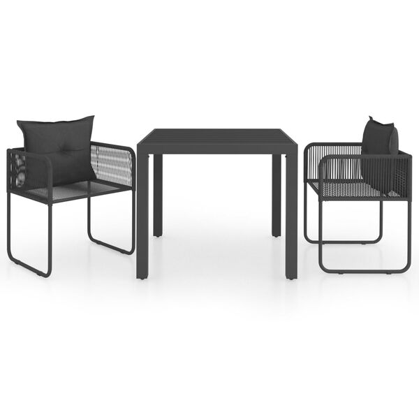vidaXL 3 Piece Garden Dining Set PVC Rattan Black