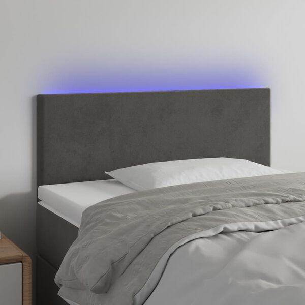 vidaXL LED Headboard Dark Grey 100 cm Velvet