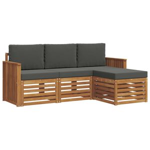 vidaXL Outdoor Sofa Set with Cushion 4 pcs Natural and Anthracite