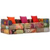 vidaXL 3-Seater Modular Pouffe Patchwork Fabric