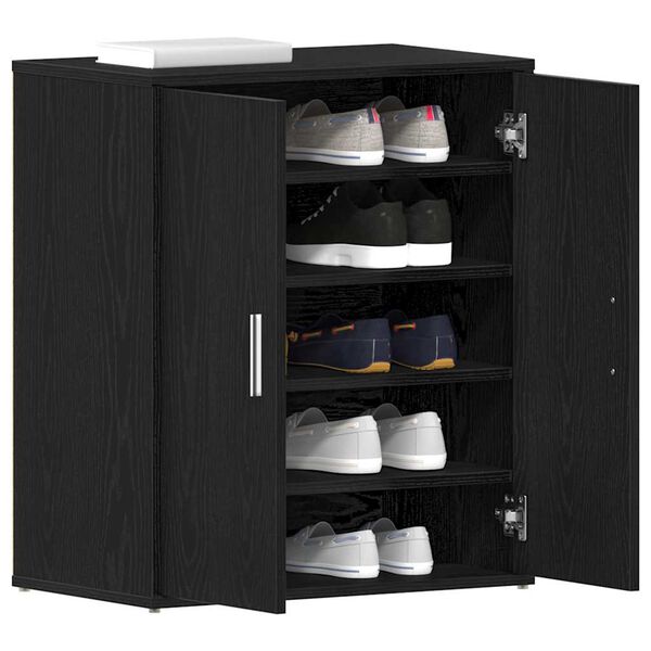 vidaXL Shoe Cabinets 2 pcs Black 31.5x35x70 cm Engineered Wood
