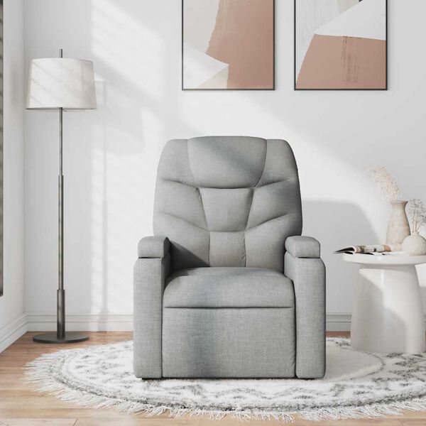 vidaXL Massage Recliner Chair Light Grey Fabric