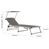 vidaXL Folding Sun Lounger with Roof Aluminium and Textilene Grey