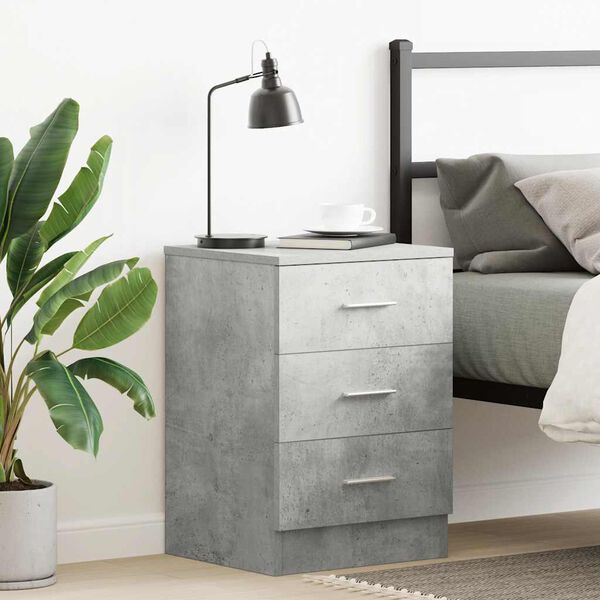 vidaXL Bedside Cabinet Concrete Grey 38x35x56 cm Engineered Wood