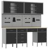 vidaXL Work Cabinet 10 pcs Black and Grey Engineered Wood and Steel