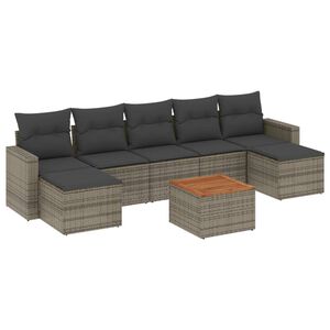 vidaXL 8 Piece Garden Sofa Set with Cushions Grey Poly Rattan