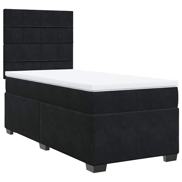 vidaXL Box Spring Bed with Mattress Black King Single Velvet