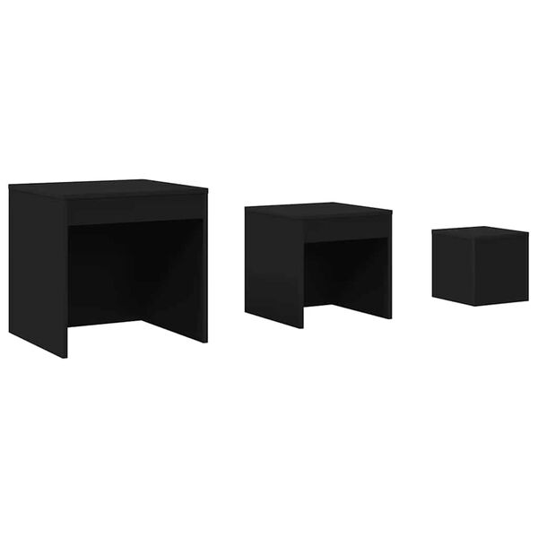 vidaXL Nesting Tables 3 pcs Black Engineered Wood