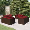 vidaXL 8 Piece Garden Lounge Set with Cushions Poly Rattan Brown