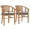 vidaXL Garden Chairs with Cushions 2 pcs Solid Teak Wood
