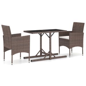 vidaXL 3 Piece Garden Dining Set Brown