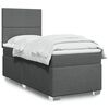 vidaXL Box Spring Bed with Mattress Dark Grey King Single Fabric