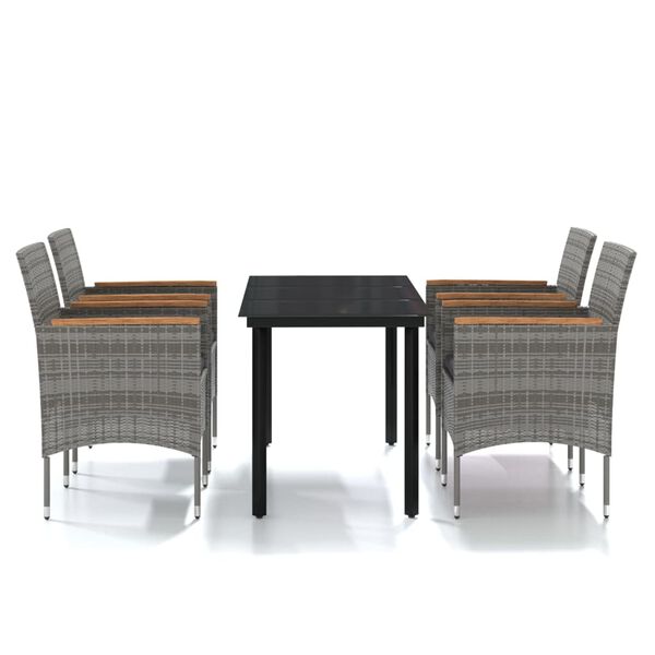 vidaXL 5 Piece Outdoor Dining Set with Cushions Grey and Black