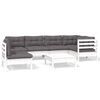 vidaXL 7 Piece Garden Lounge Set with Cushions White Pinewood