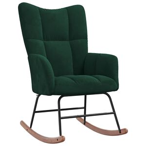 vidaXL Rocking Chair Dark Green Velvet
