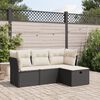 vidaXL 4 Piece Garden Sofa Set with Cushions Black Poly Rattan