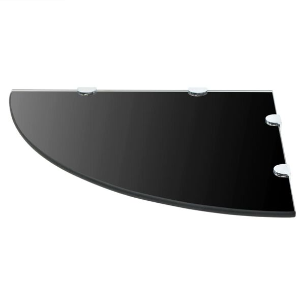 vidaXL Corner Shelves 2 pcs with Chrome Supports Glass Black 45x45 cm