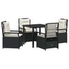 vidaXL Garden Dining Set 5 pcs Black Poly Rattan