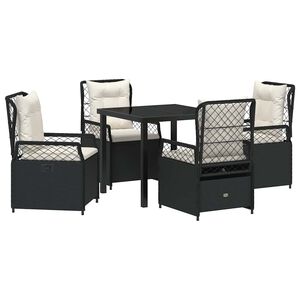 vidaXL Garden Dining Set 5 pcs Black Poly Rattan