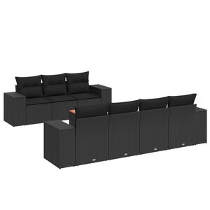 vidaXL 8 Piece Garden Sofa Set with Cushions Black Poly Rattan