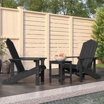 vidaXL Garden Adirondack Chairs with Table HDPE Anthracite