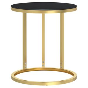 vidaXL Side Table Gold and Black 45 cm Tempered Glass