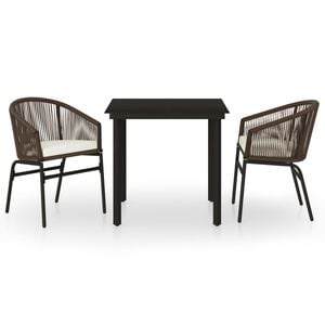 vidaXL 3 Piece Garden Dining Set Brown