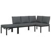vidaXL 3 Piece Garden Sofa Set with Cushions Black Aluminium