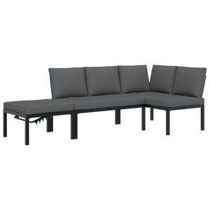 vidaXL 3 Piece Garden Sofa Set with Cushions Black Aluminium