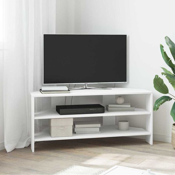 vidaXL Corner TV Cabinet White 102x40.5x45cm Engineered Wood