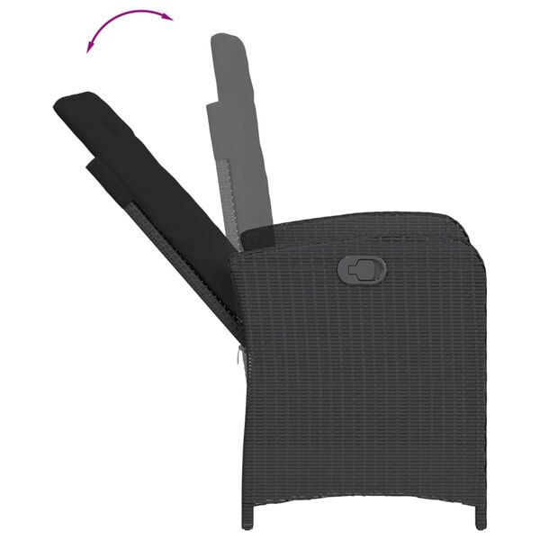 vidaXL 9 Piece Garden Dining Set with Cushions Black Poly Rattan