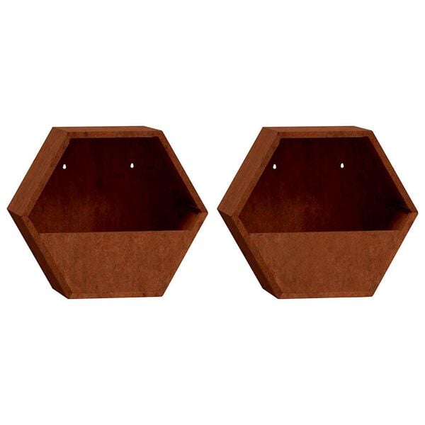 vidaXL Wall Planters 2 pcs Rusty Corten Steel 46x10x40 cm