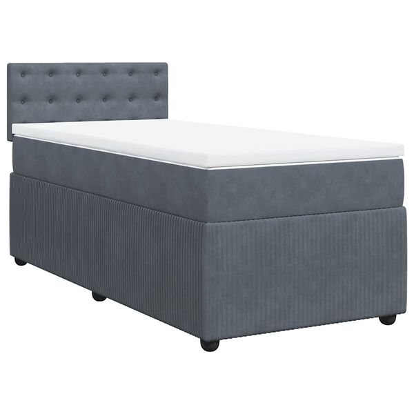 vidaXL Box Spring Bed with Mattress Dark Grey King Single Velvet
