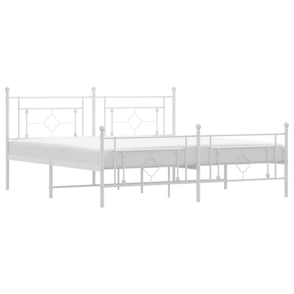 vidaXL Metal Bed Frame without Mattress with Footboard White 180x200cm