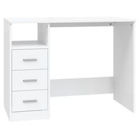 vidaXL Desk with Drawers White 102x50x76 cm Engineered Wood