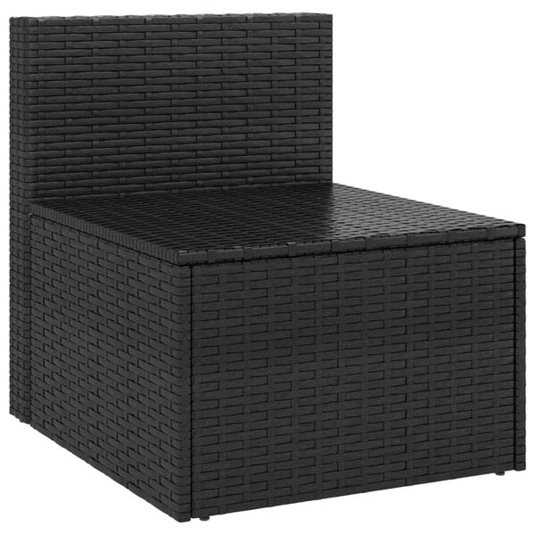vidaXL Garden Middle Sofas with Cushions 2 pcs Black Poly Rattan