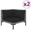 vidaXL 3 Piece Garden Lounge Set Dark Grey Half Round Poly Rattan