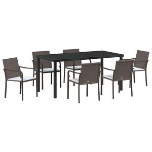 vidaXL Garden Dining Set 7 pcs Brown and Black PE Rattan