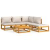 vidaXL 6 Piece Garden Lounge Set with Light Grey Cushions Solid Wood