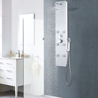 vidaXL Shower Panel Unit Glass 25x44.6x130 cm White